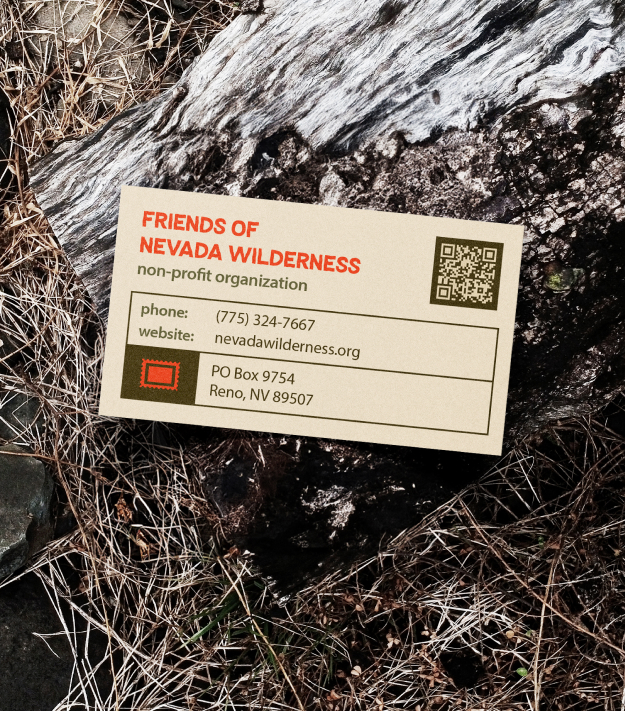 Friends of Nevada Wilderness business card back.